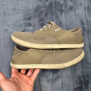 OluKai Nohea Moku Mens 8 Tan Brown Mesh Drop-In Heel Boat Shoes 10283-1020